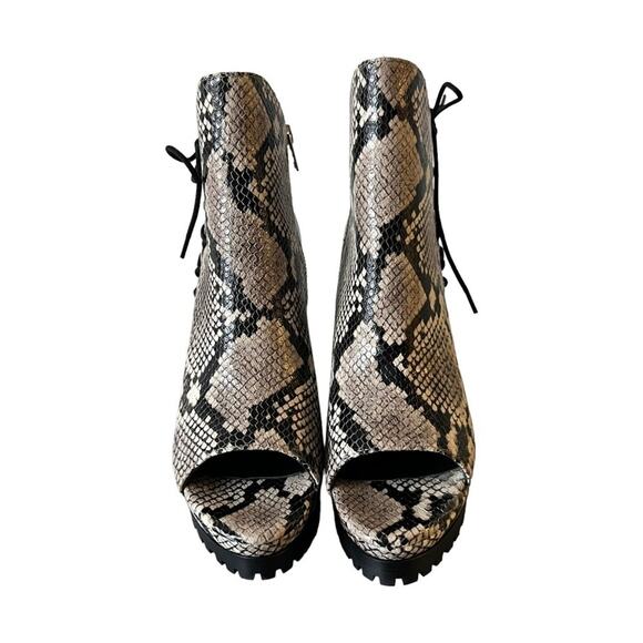 AllSaints Michela Leather Snake Print Peep Toe Heeled Shoes Booties Size 40 EU - Picture 4 of 16